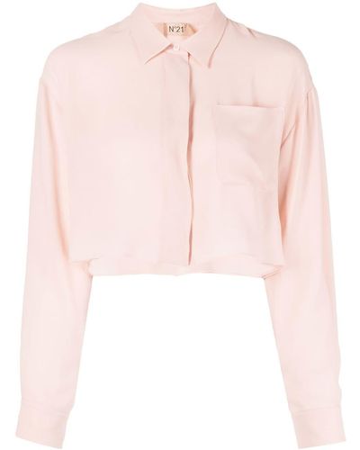 N°21 クロップドシルクシャツ - ピンク