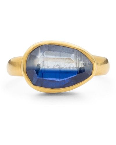 Pippa Small 18kt Yellow Gold Greek Kyanite Ring - Blue