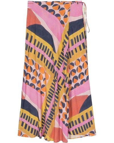 Ba&sh Meryl Graphic-print Midi Skirt - Pink