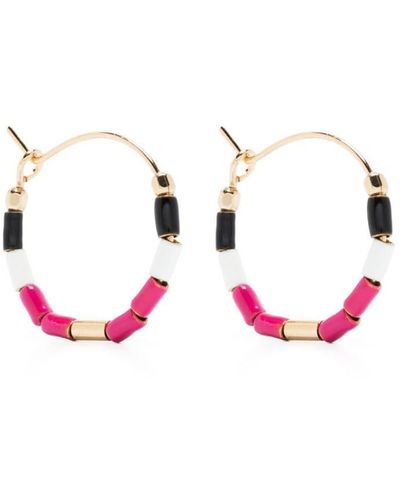 Isabel Marant New Color Strip Hoop Earrings - Pink