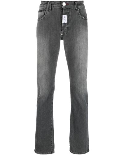 Philipp Plein Logo-patch Slim-cut Jeans - Grey