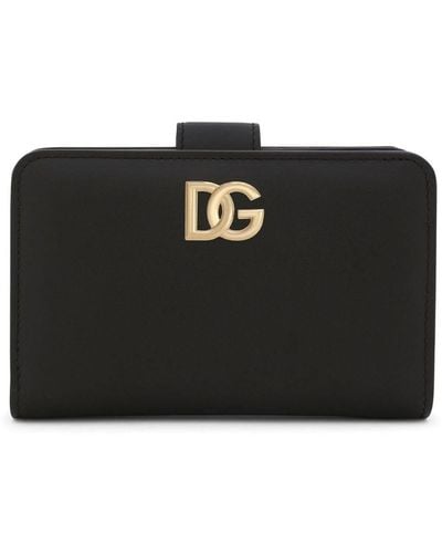 Dolce & Gabbana Leren Portemonnee Met Dg-logo - Zwart