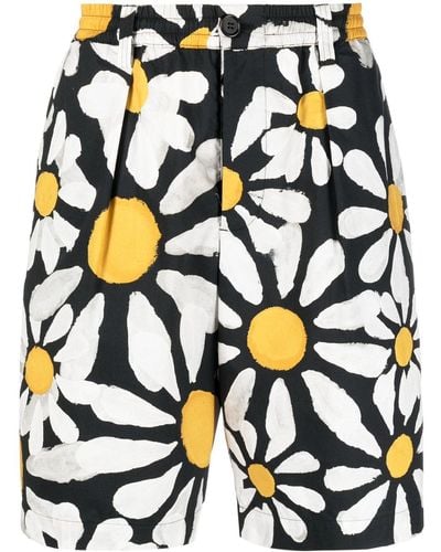 Marni Floral-print Cotton Bermuda Shorts - Black