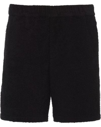 Prada Logo-plaque Terry-cloth Shorts - Black