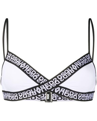 DSquared² Bikini-Oberteil mit Logo - Weiß