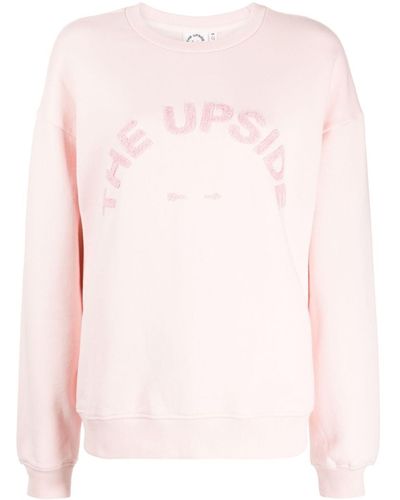 The Upside Logo-flocked Organic Cotton Sweatshirt - Pink
