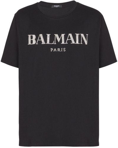 Balmain Vintage T-Shirt mit Kristallen - Schwarz