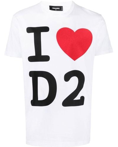 DSquared² ディースクエアード 'i Love D2' Cool プリント Tシャツ - ホワイト
