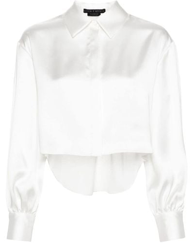 Alice + Olivia High-low Satin Shirt - White