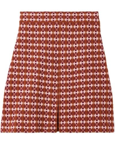 St. John Geometric-jacquard Knitted Miniskirt - Red