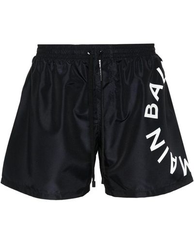 Balmain Logo-jacquard Swim Shorts - Black