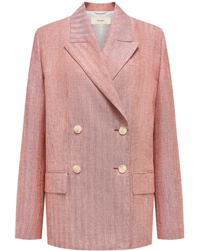 12 STOREEZ Double-breasted Linen Blazer - Pink