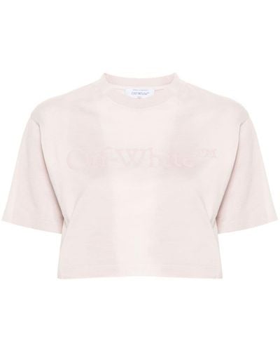 Off-White c/o Virgil Abloh Cropped-T-Shirt mit gummiertem Logo - Pink