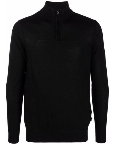 Emporio Armani High-neck Zip-up Sweater - Black