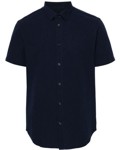 Armani Exchange Short-sleeve Seersucker Shirt - Blue