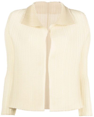Issey Miyake Woolly Pleats 36 Pleated Cardigan - Natural