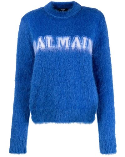 Balmain ロゴジャカード セーター - ブルー