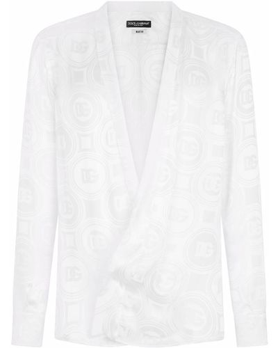 Dolce & Gabbana Seidenhemd mit DG-Logo - Weiß