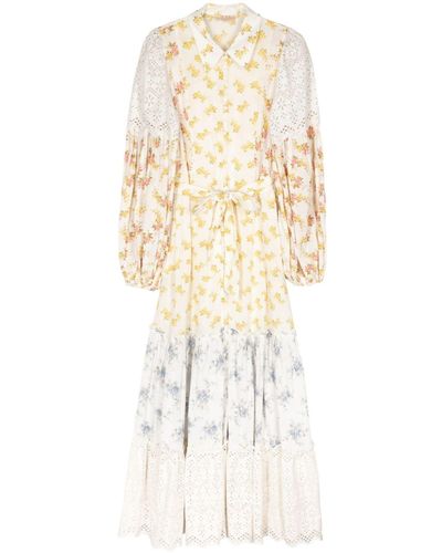 byTiMo Floral-print Puff-sleeve Maxi Dress - White