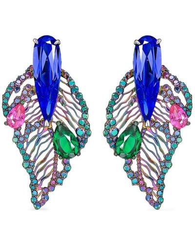 Anabela Chan 18kt White Gold Vermeil Rainbow Titan Multi-stone Earrings - Blue