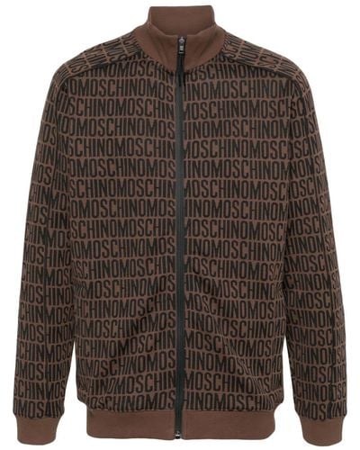 Moschino Sweater Met All-over Logo Jacquard - Grijs