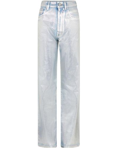 Rabanne Pantalones rectos con acabado metalizado - Azul