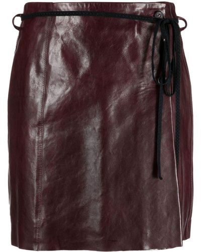 Our Legacy Wrap Leather Miniskirt - Purple