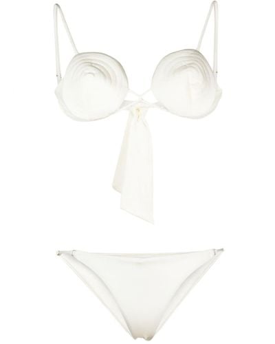 Noire Swimwear Bikini mit Ziernähten - Weiß