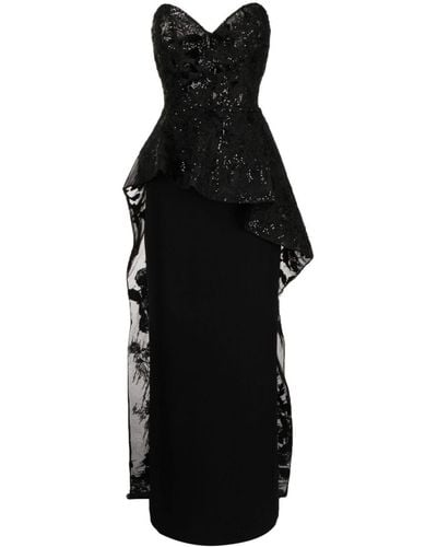 Saiid Kobeisy Strapless Embroidered Dress - Black