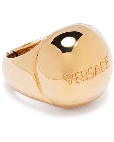 Versace Sphere Logo-engraved Ring - Metallic