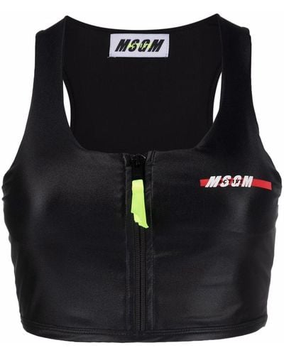 MSGM Chest Logo-print Sports Bra - Black