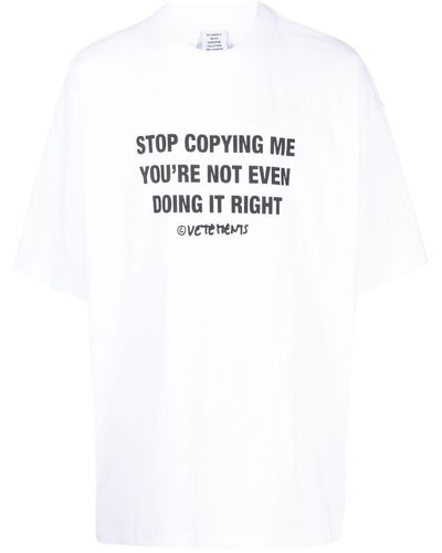 Vetements Slogan-print Cotton T-shirt - White