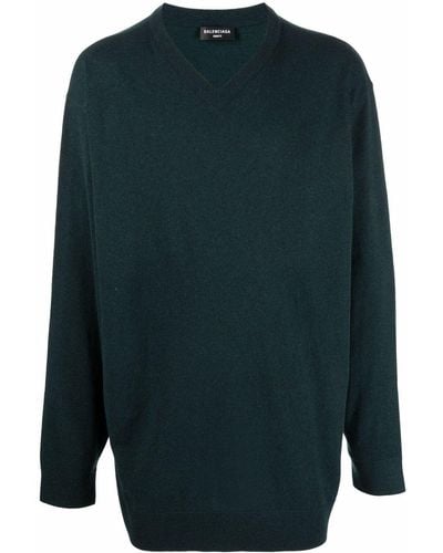 Balenciaga V-neck Cashmere Sweater - Green
