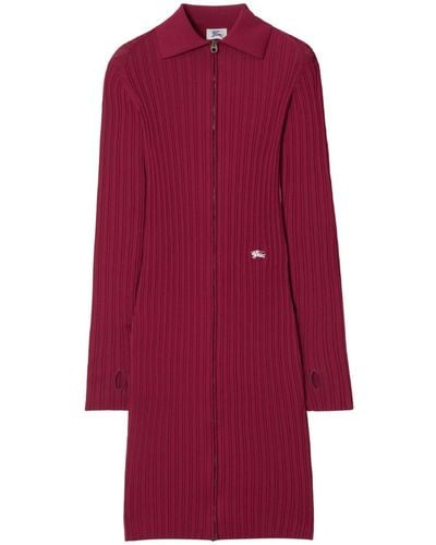 Burberry Ribbed-knit Minidress - Red