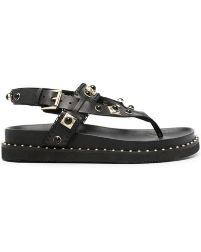 Ash Uteca Stud-embellished Leather Sandals - Black