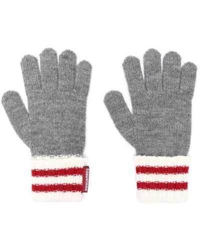 DSquared² Guantes largos a rayas - Gris