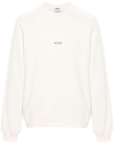 MSGM Logo-print Cotton Sweatshirt - White