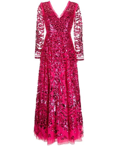 Needle & Thread Robe longue Chandelier à sequins - Rouge