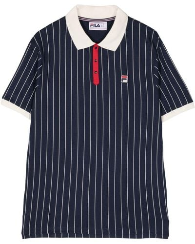 Fila Striped Cotton Polo Shirt - Blauw
