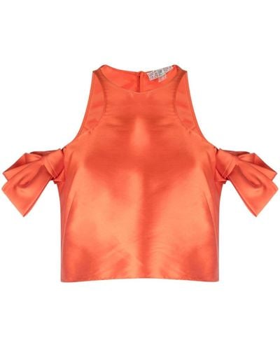 Gemy Maalouf Cold-shoulder Cropped Top - Orange