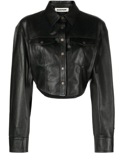 DARKPARK Bianca Cropped Leather Jacket - Black