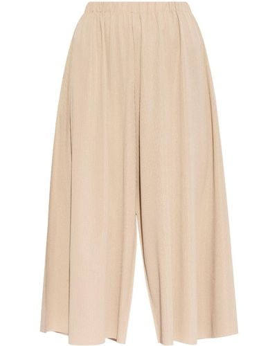 Pleats Please Issey Miyake Plissé Cropped Trousers - Natural