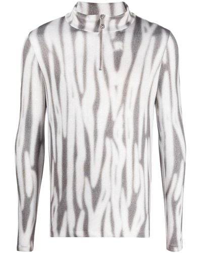 John Richmond Graphic-print Half-zip T-shirt - White