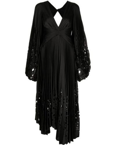 Acler Barlow Pleated Midi Dress - Black