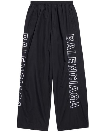 Balenciaga Logo-print Wide-leg Track Trousers - Blue