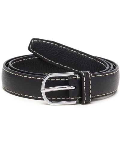 Totême Stitch-detail Leather Belt - Black