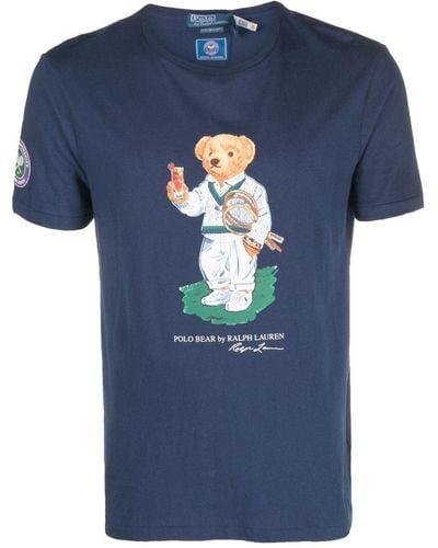 Polo Ralph Lauren T-shirt Teddy Bear con stampa - Blu