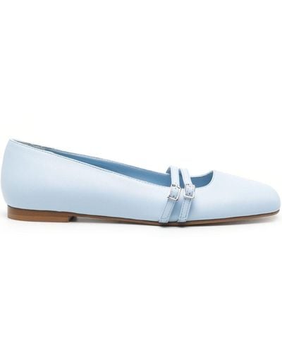 Gia Borghini Felice Leather Ballerina Shoes - Blue