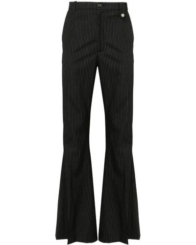 Egonlab Pinstripe-pattern Flared Pants - Black