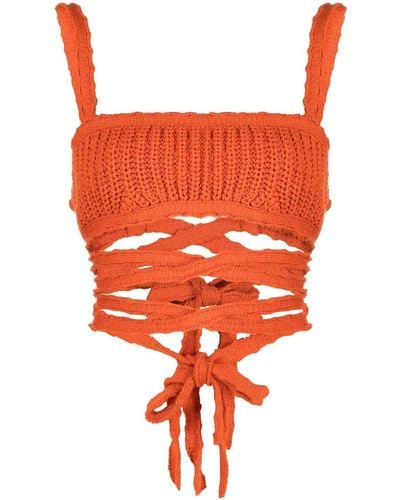 Alanui Crochet-knit Sleeveless Top - Orange